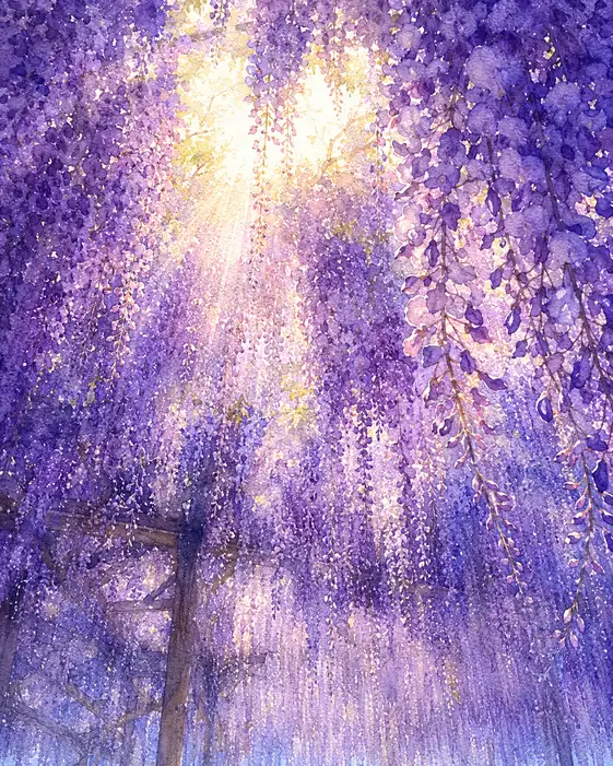 Sunburst Through the Violet Canopy
