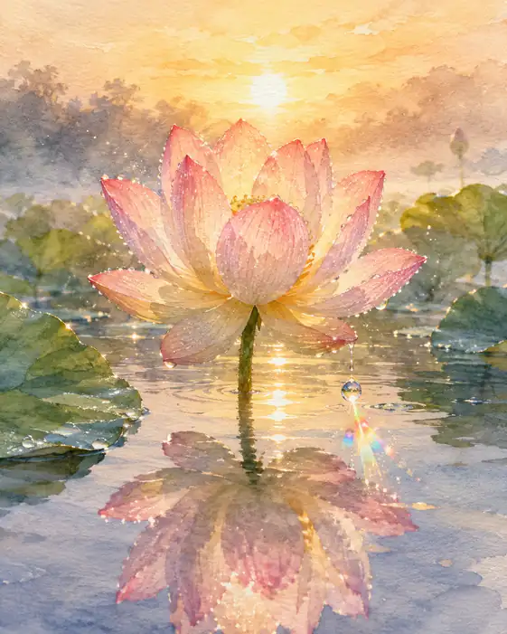Prismatic Lotus Awakening in Dawn’s Light