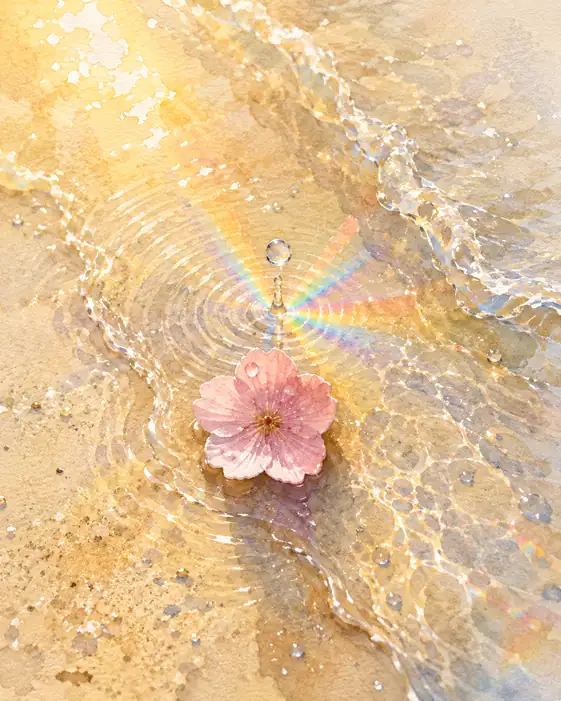 Ripples of Prism Around a Floating Blossom