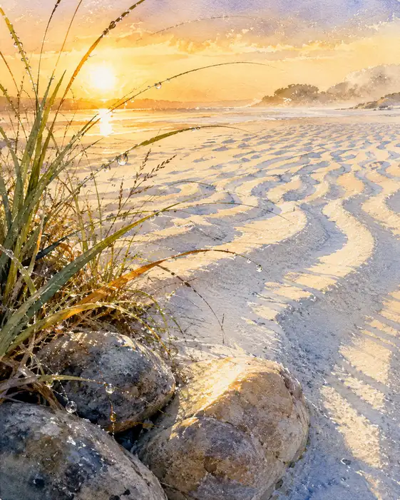 Golden Ripples on the Ebbing Strand