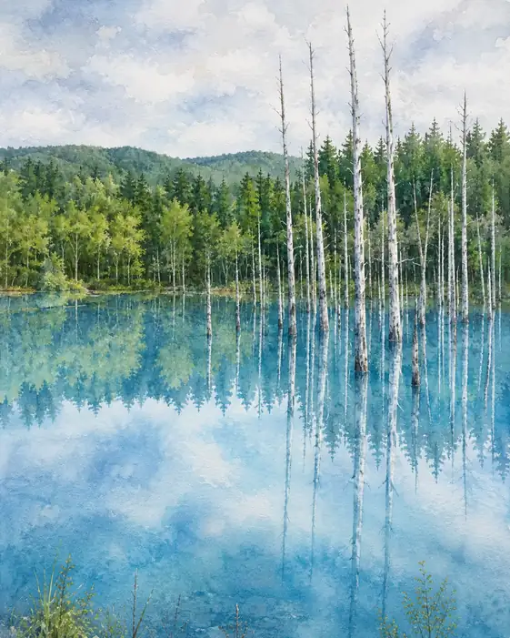 Birch Reflections on the Blue Pond