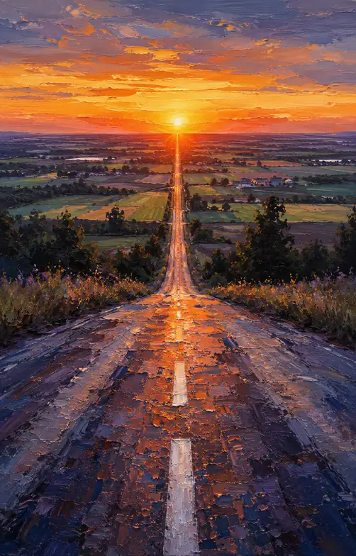 天へ貫く夕暉の一筋路