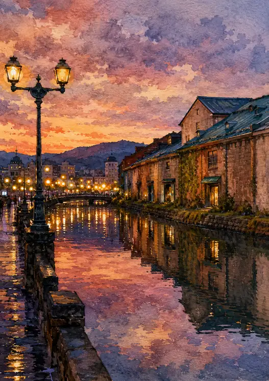 Twilight Glow over the Otaru Canal Promenade
