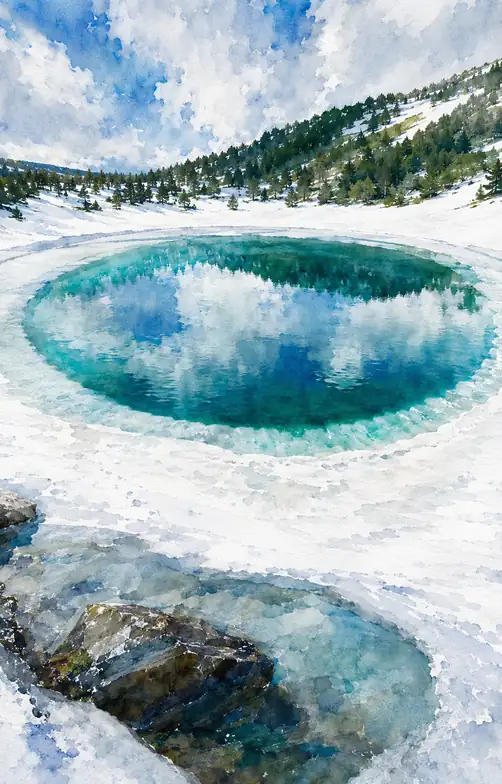 The Eye of Sapphire in Melting Snow