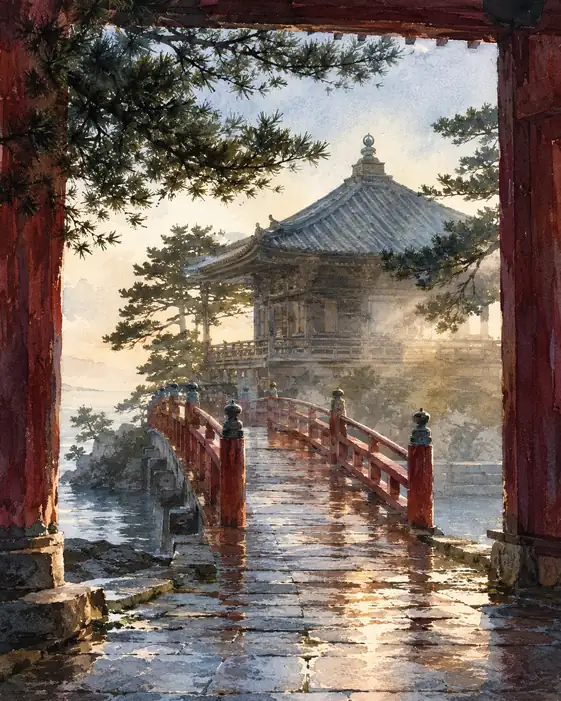 光は朱橋を渡る