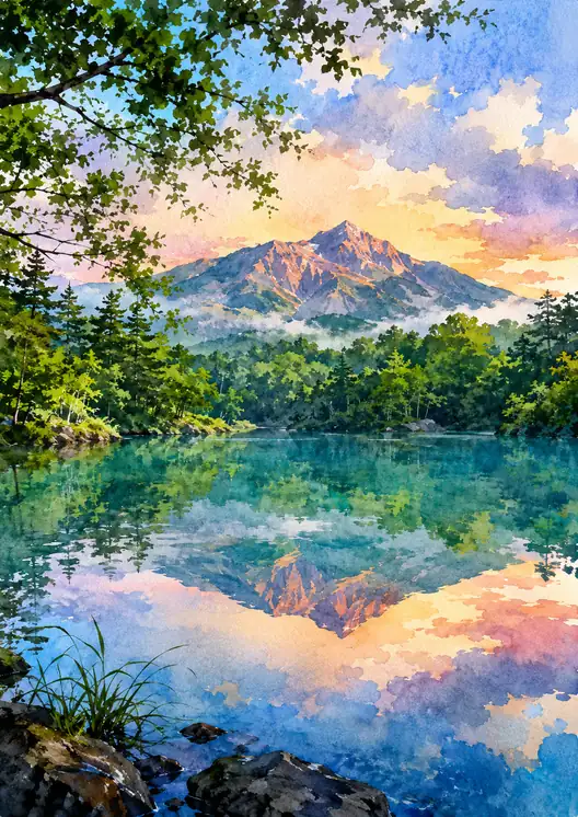 The Mountain Burns in an Azure Mirror
