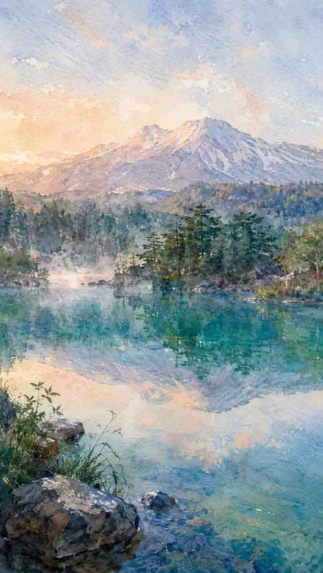 Daybreak Unfolds on the Turquoise Lake