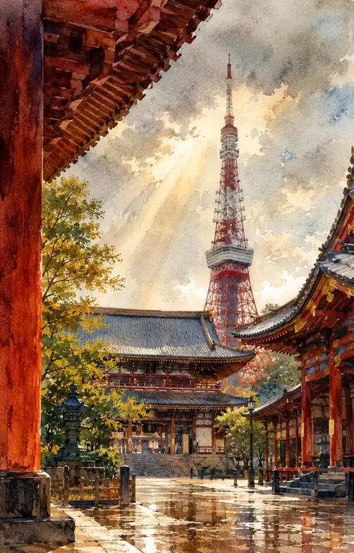 朱の記憶、空を貫く