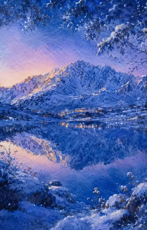 Night Gathers Around the Mountain's Reflection