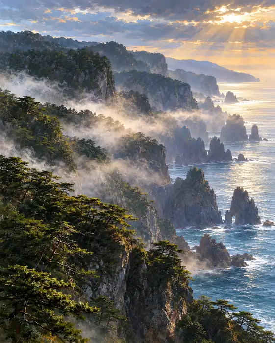 Morning Descends the Coast in Beams