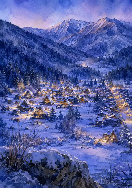 雪郷に残るひとつの火