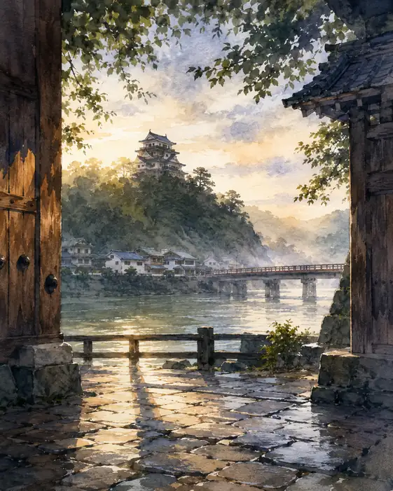 Morning Enters Through the Old Gate
