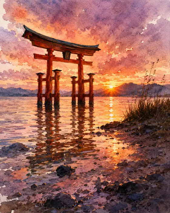 The Vermilion Gate Drinks the Sunset