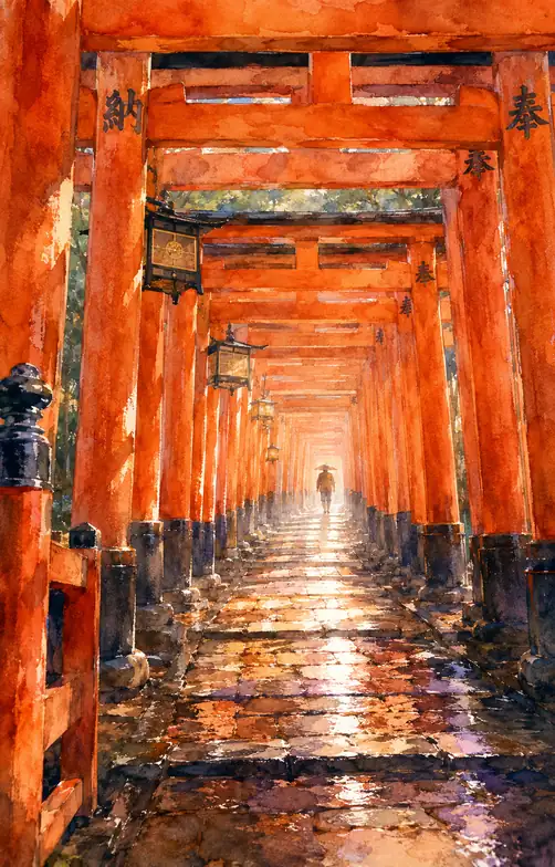 千の鳥居がひとつの光を守る