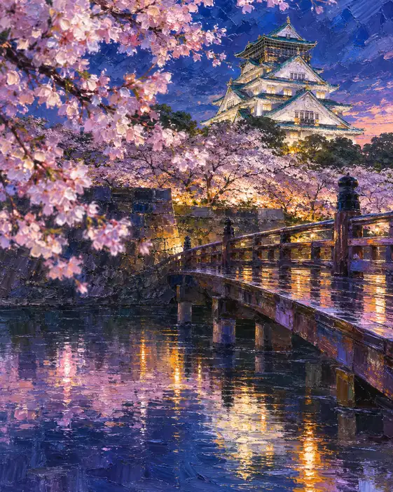 雨上がり、城は花ひらく