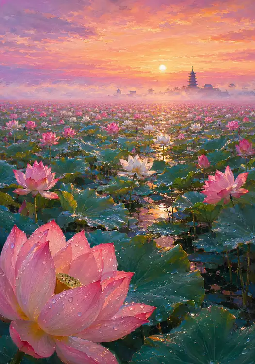 The Lotus Sea Opens Toward Dawn