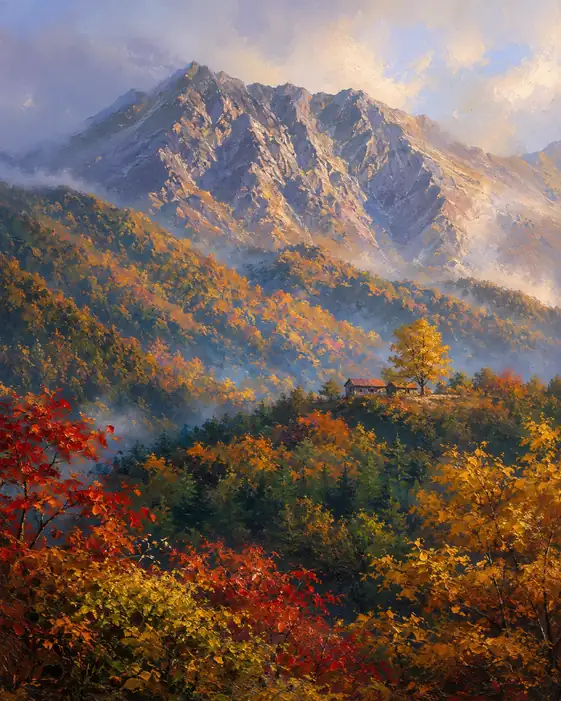 Autumn Kneels Before the Mountain