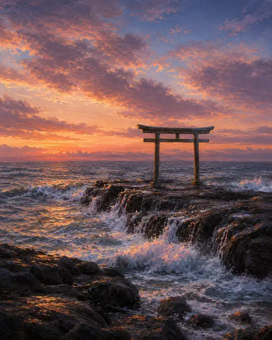 The Sea Spills Sunset at the Gate