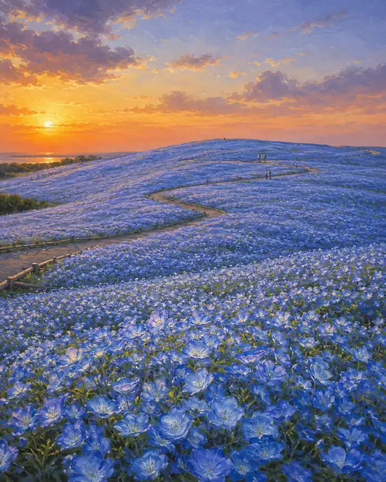 春は夕空から青を借りる