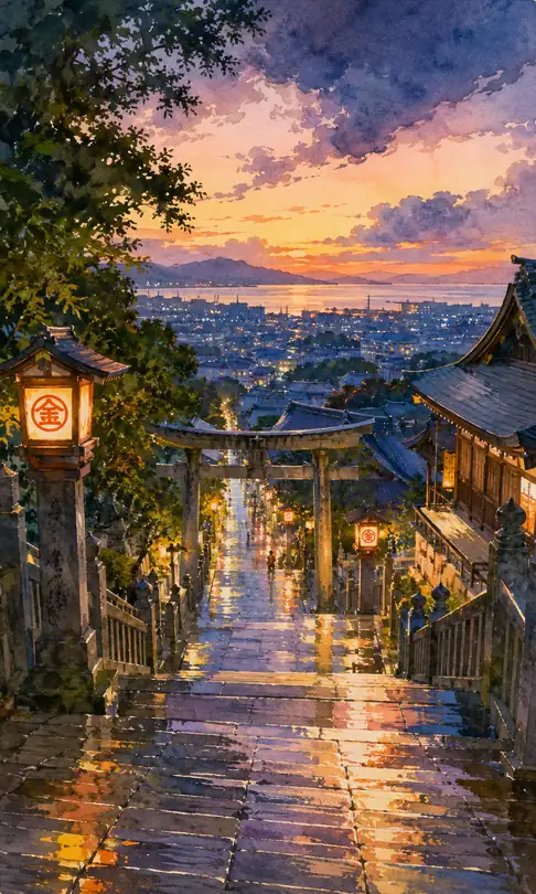 Evening Pours Down the Steps