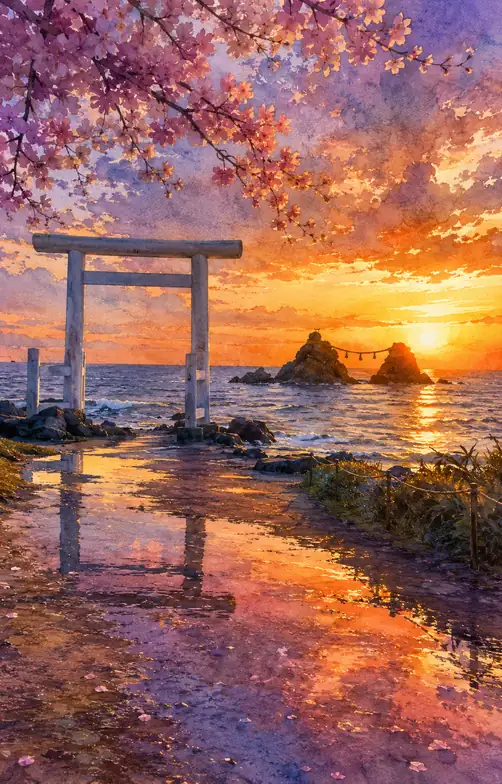Two Rocks Hold the Sunset