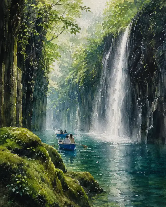 The Boats Enter the Waterfall's Whisper