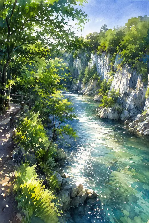 A Clear Current Beneath Green Silence