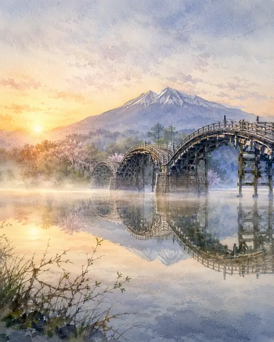 朝の鏡に橋は夢を見る