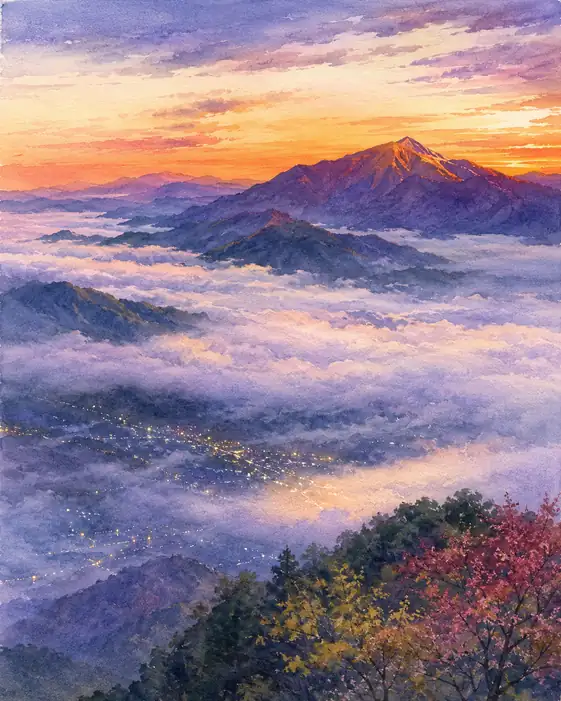 Where Town Lights Drift Beneath Clouds