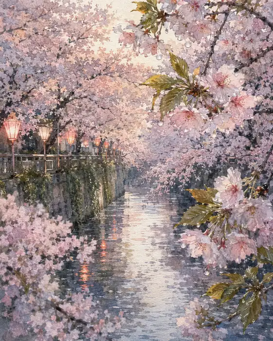 過ぎゆく花に雨の珠