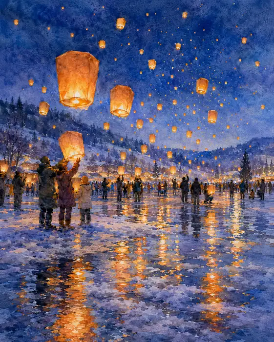 Lanterns Returning to the Winter Sky