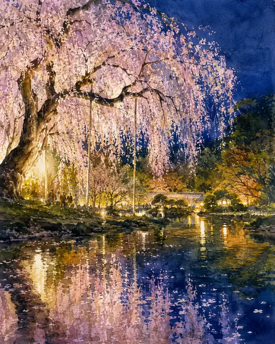 夜を記憶する枝垂れ桜
