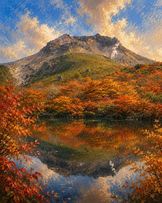 The Mountain Dreams in Autumn Fire