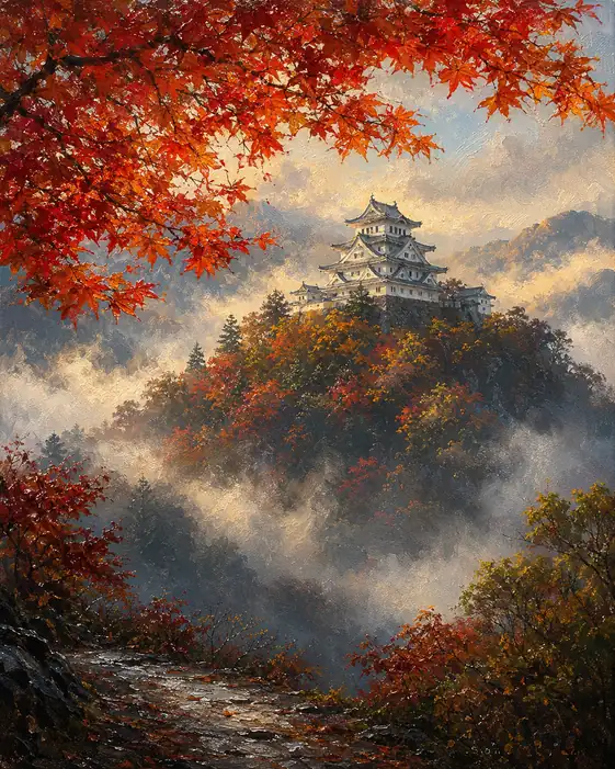 Castle Above the Autumn Clouds