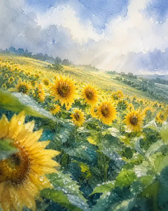 After the Rain, Every Sunflower Remembers the Sun