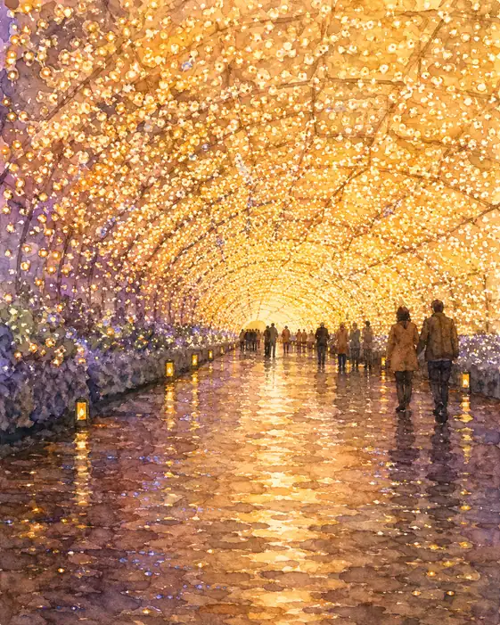 光の華咲く夜を歩く