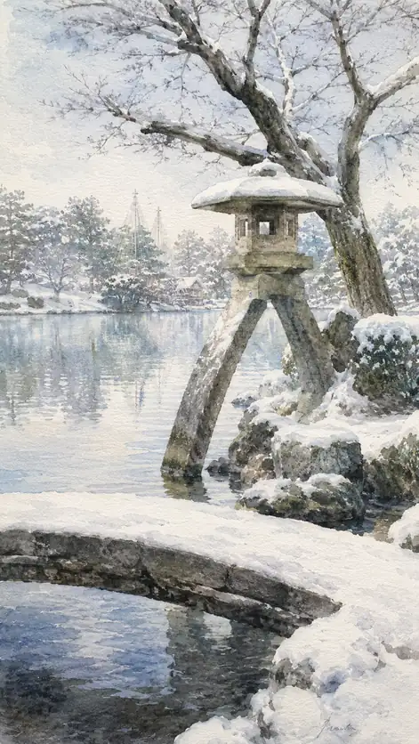 In the Snowlight, the Lantern Listens to the Water’s Koto