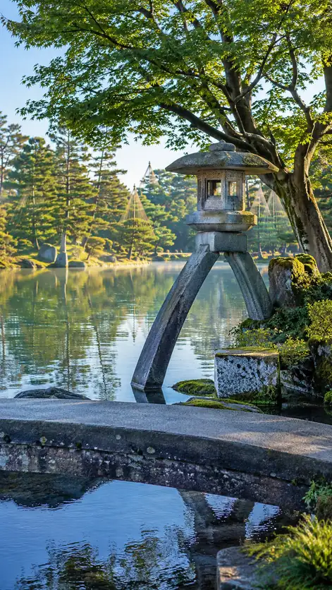 Morning Opens the Stone Lantern