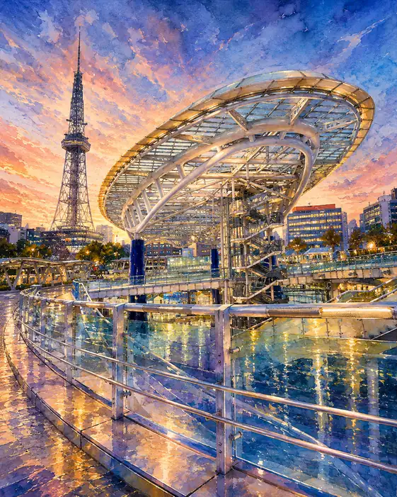 塔の下を航く黄昏