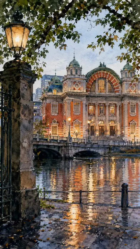 The City Hall Keeps the Evening Aglow