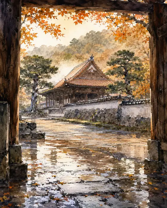 雨のあと、門は秋へひらく