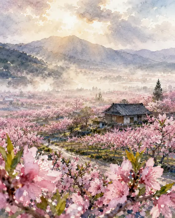 Morning Opens the Peach-Blossom Country