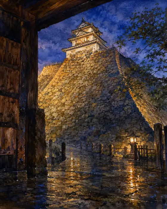The Castle Rises from Rain and Gold