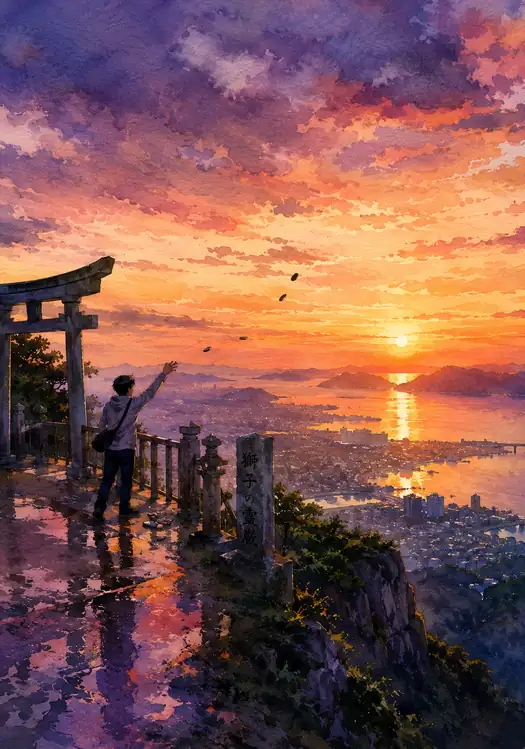 夕映えへ放つ願い