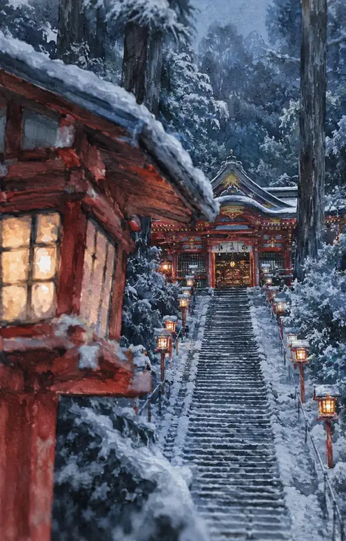 冬灯りが導く祈りの家