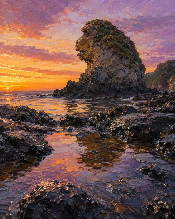The Stone Lion Drinks the Sunset
