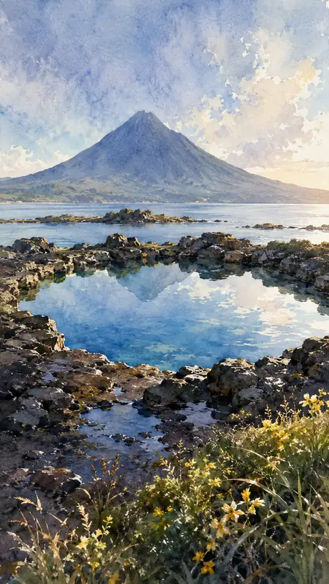 The Volcano Rests in a Bowl of Sky