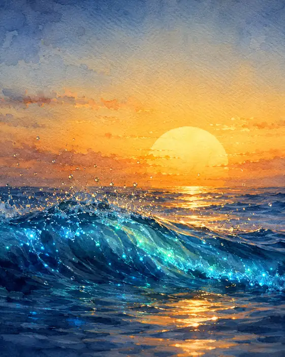 The Wave Catches the Rising Sun