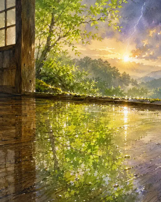 Sunlight Pools on the Empty Veranda