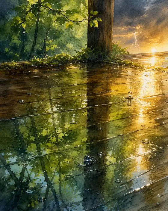 Rain Leaves Its Clocks on the Floor
